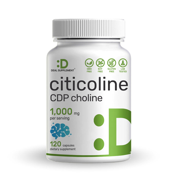 Citicoline CDP Choline, 1,000mg Per Serving, 120 Capsules
