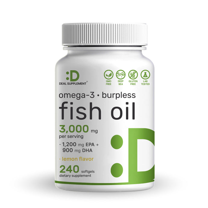Omega 3 Fish Oil Supplements, 3,000mg Per Serving, 240 Softgels