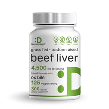 Load image into Gallery viewer, Beef Liver Supplement with Ox Bile 4,500mg Per Serving, 300 Capsules
