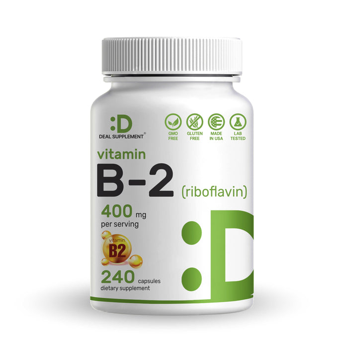 Vitamin B2 Riboflavin 400 mg, 240 Capsules