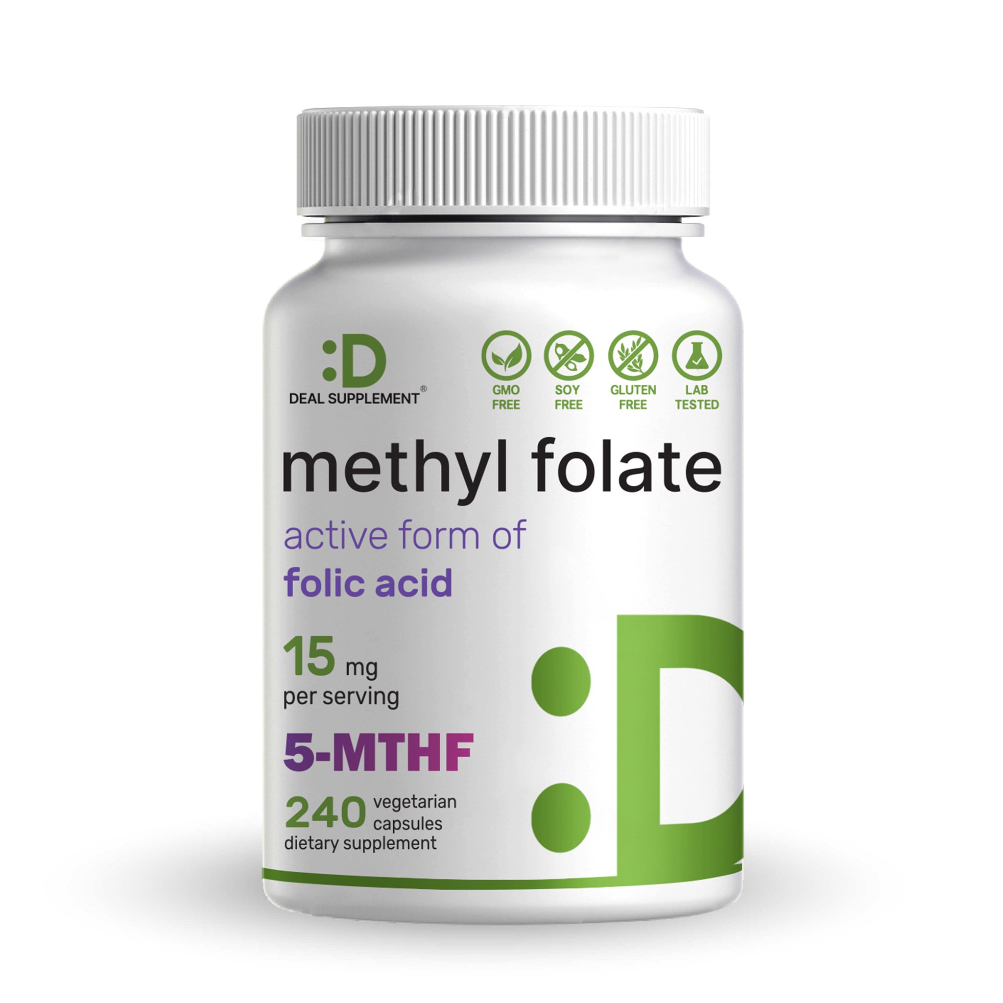 L Methylfolate 15mg Per Serving, 240 Veggie Capsules – Deal Supplement