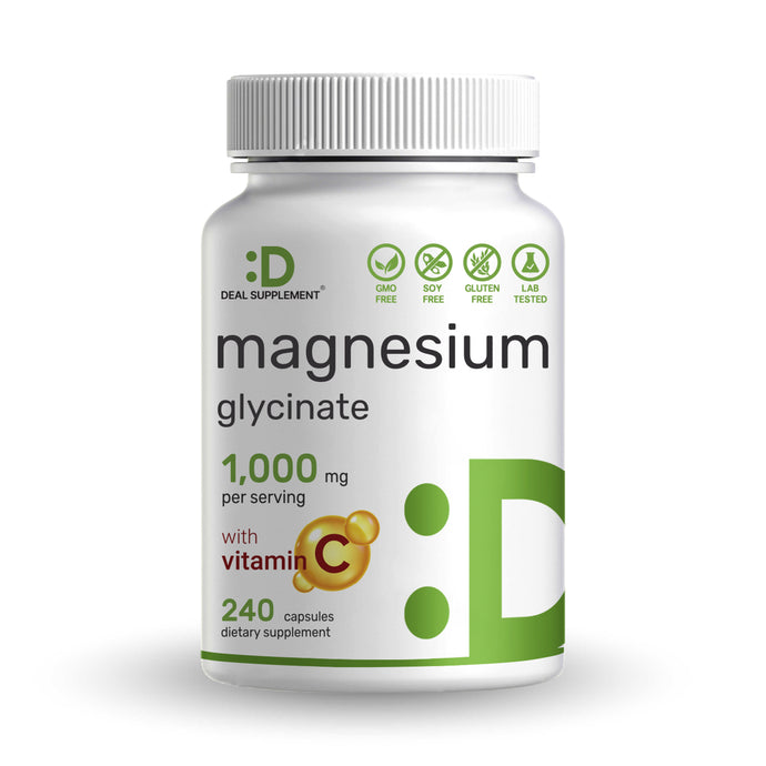 Magnesium Glycinate 1,000mg Plus Vitamin C, 240 Capsules