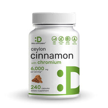 Load image into Gallery viewer, Ceylon Cinnamon 6,000mg with Chromium 1,000mcg Per Serving, 240 Capsules
