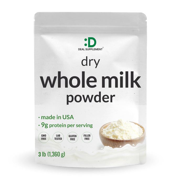 Dry Whole Milk Powder, 3lbs – Natural Pasture Raised Source – Made in USA