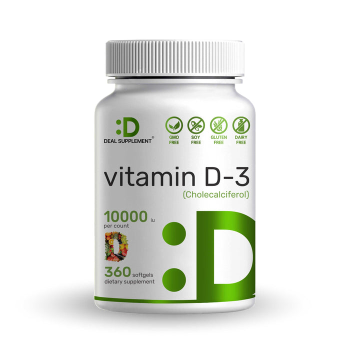 Vitamin D3 10000 IU, 360 Softgels