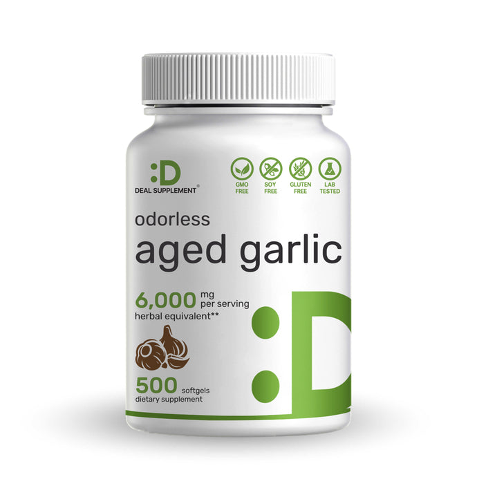 Odorless Aged Garlic Pills, 6,000mg Per Serving, 500 Softgels