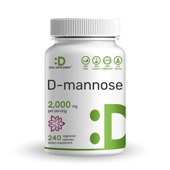 D Mannose Veggie Capsules, 2,000mg Per Serving, 240 Pills
