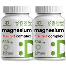 Load image into Gallery viewer, Magnesium Complex 500mg, 480 Veggie Capsules, 10-in-1 Glycinate, Citrate, Malate, &amp; More
