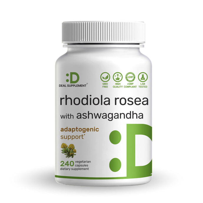 Rhodiola Rosea with Ashwagandha 5,000mg Per Serving, 240 Veggie Capsules