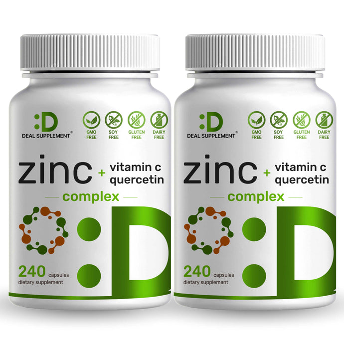 Zinc Complex 50mg with Vitamin C & Quercetin, 480 Capsules