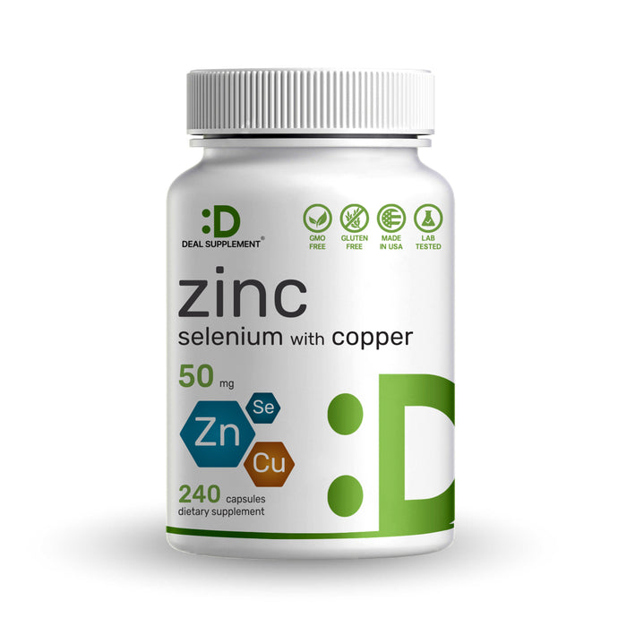 Zinc 50mg with Selenium + Copper, 240 Capsules