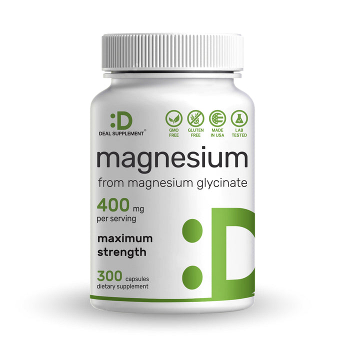 Magnesium Glycinate 400mg, 300 Capsule