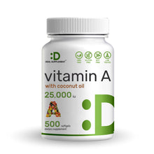 Load image into Gallery viewer, High Potency Vitamin A 25000 IU, 500 Coconut Oil Softgels
